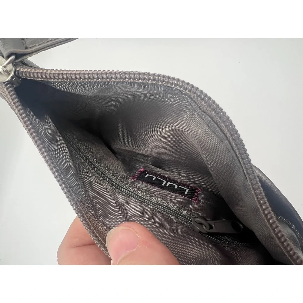 LuLu Gunmetal Metallic Faux Leather‎ Clutch Bag Wristlet Purse NWT